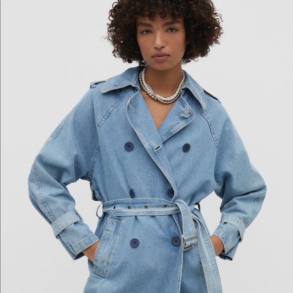 Stradivarius denim trench coat size S - Picture 2 of 12